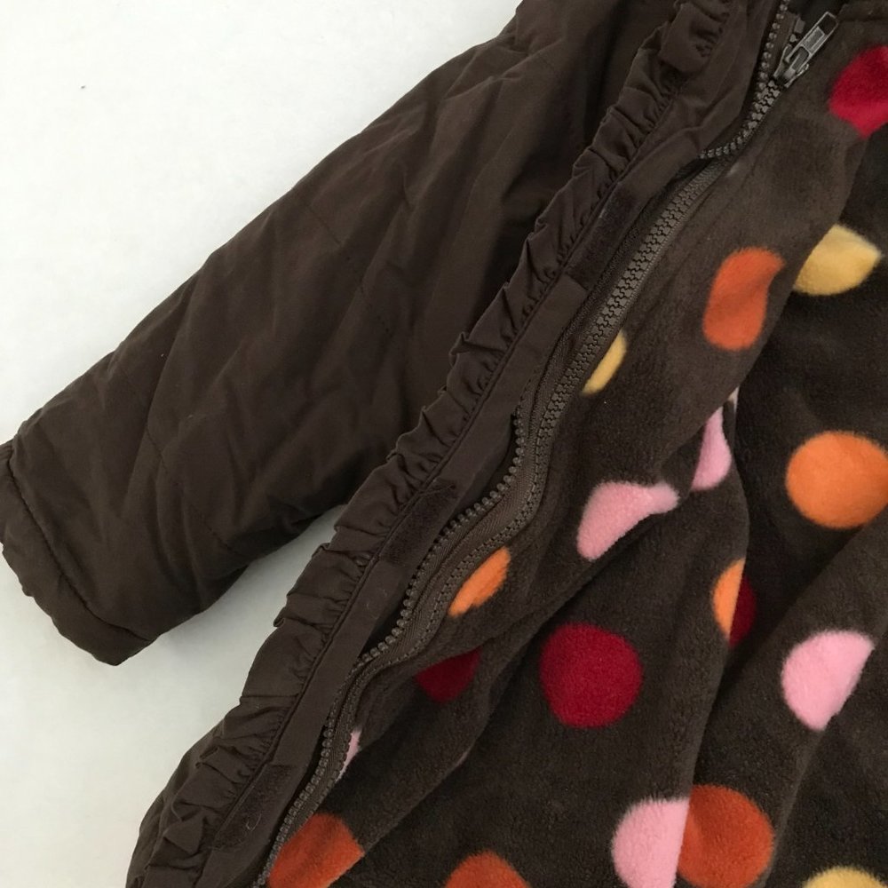 Gymboree Girls Size S (Age 5-6), 2-in-1 Brown Coat with Removable Fleece Hoodie - Picture 5 of 5